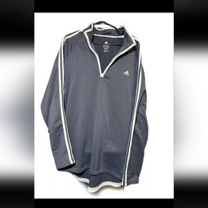 Grey Adidas Track Jacket With Collar-white Trimmings- Size 2XL